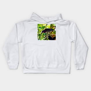 Green Heron Bird Kids Hoodie